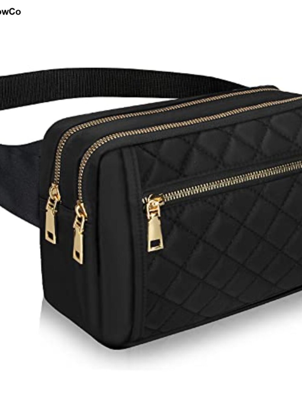 Large Nylon Fanny Pack Crossbody Waist Bag with 5 Pockets Adjustable Strap